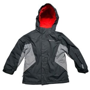 Mountain Warehouse Kids Black Grey Water Resistant Snow Jacket Fleece Lined 5-6Y